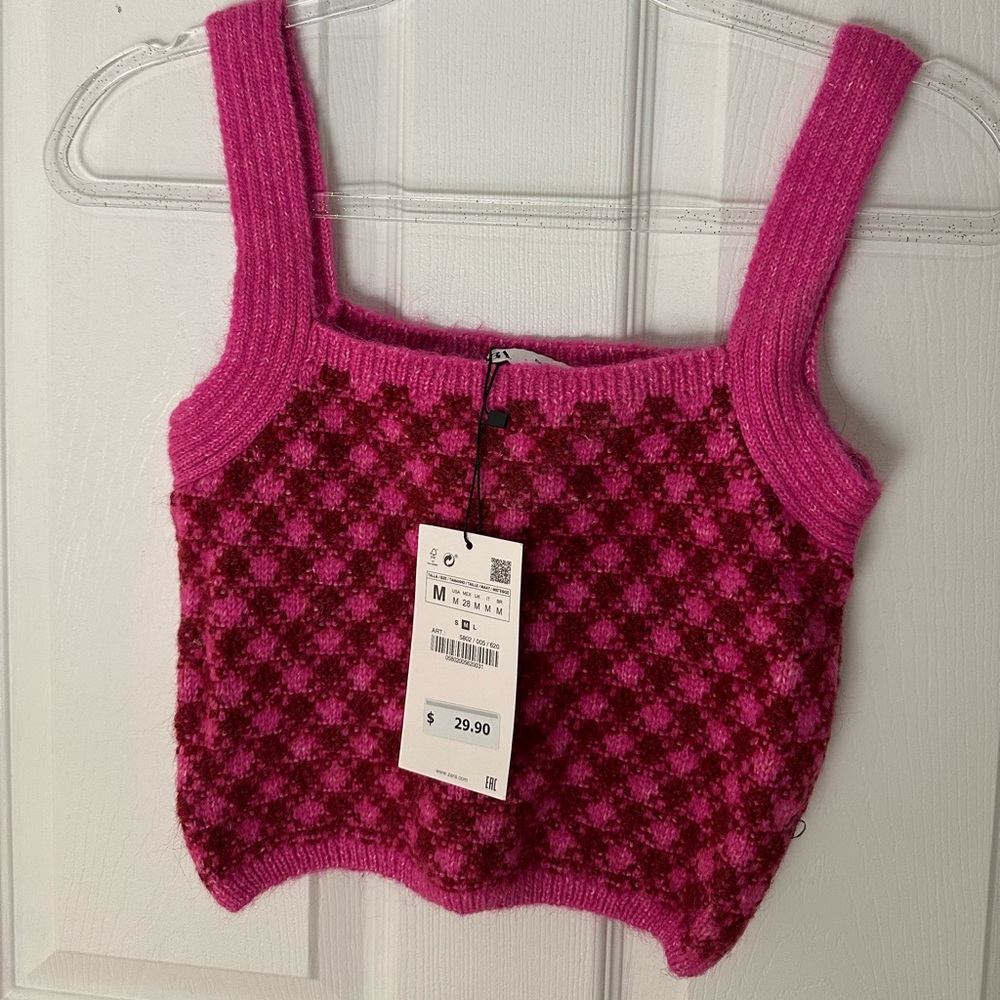 Zara Plaid Knit Top